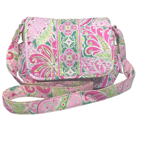 Vera Bradley Messenger Bag Womens Paisley Quilted Adjustable Strap Shoulder Purs - Picture 1 of 7